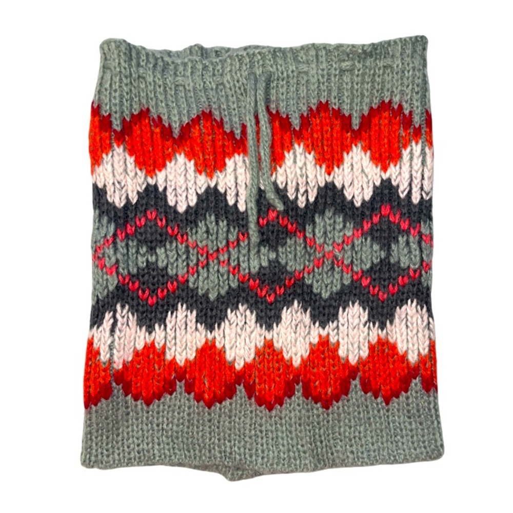 Saks 5th Ave 5|48 Mohair Wool Blend Scarf Pullover Tie Neck Grey With Multicolor